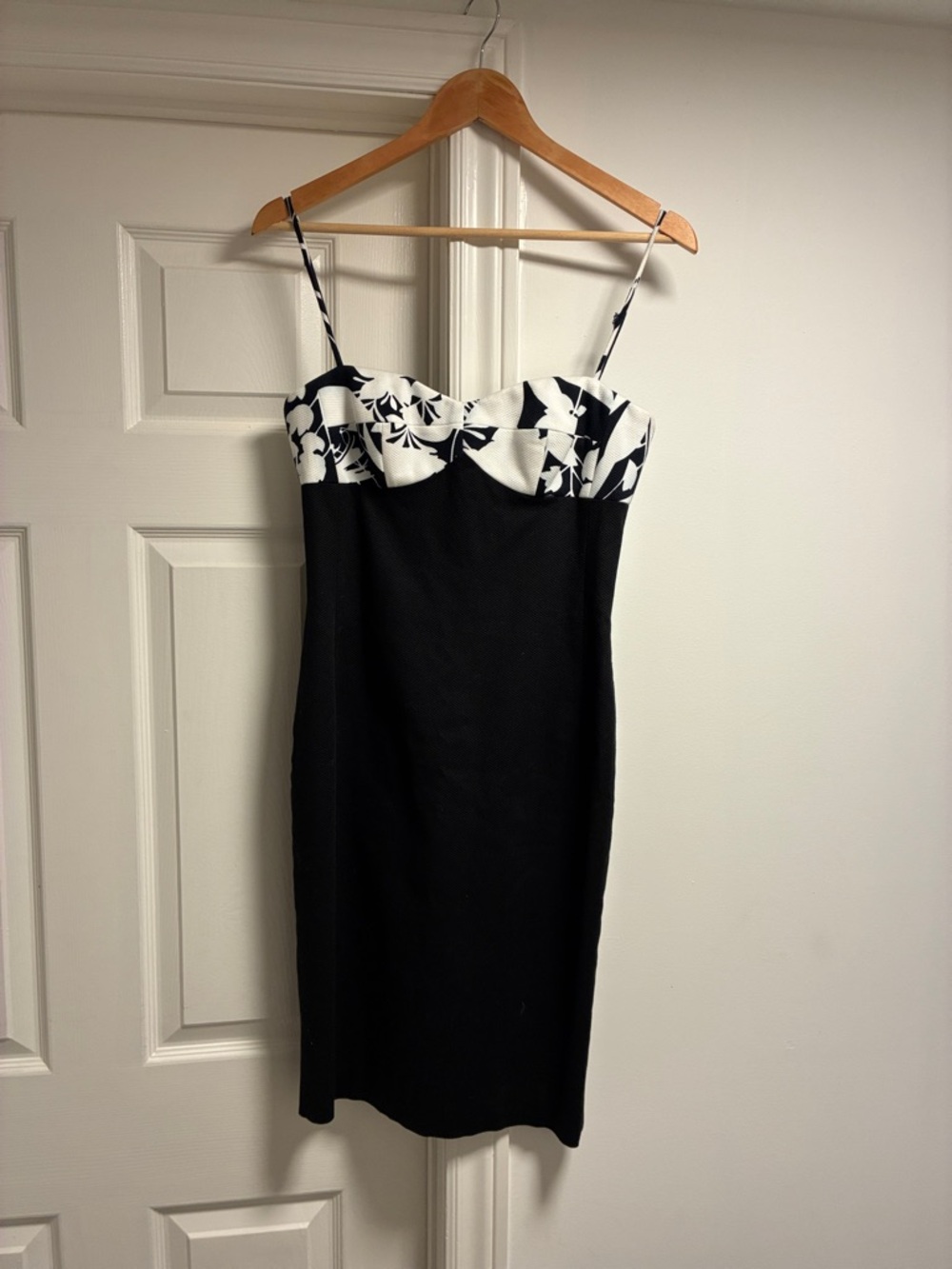 Michael Kors Black and White Floral Bust Mini Dress